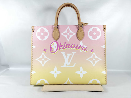 LOUIS VUITTON On the Go GM Okinawa Tote Bag, Okinawa Limited Edition Monogram M57889 RFID Tag Tote Bag