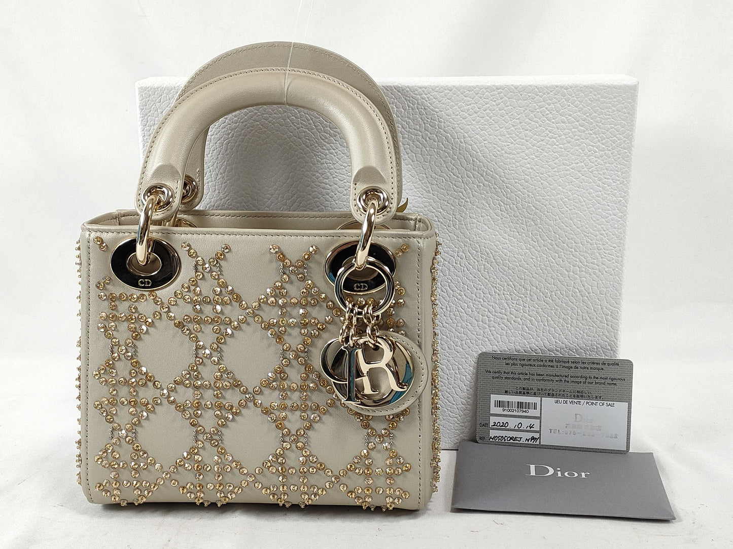 Dior Lady Dior Mini Cannage Rhinestone Beaded Handbag M0505REJ