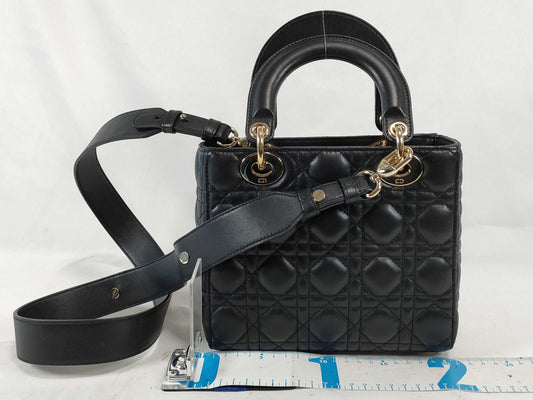 Dior Lady Dior Small Cannage Black Groove 25 Handbag