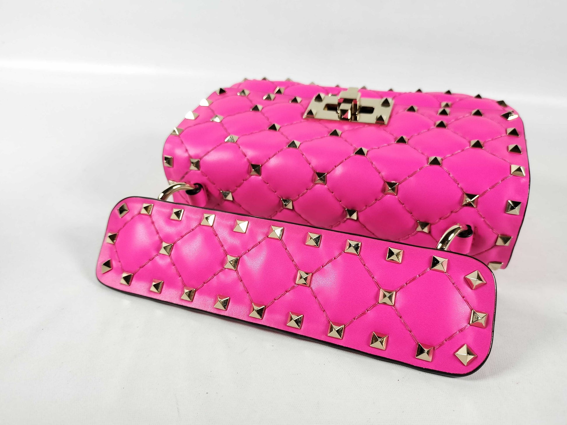 VALENTINO Rockstud Spike Fluo Mini Pink Handbag