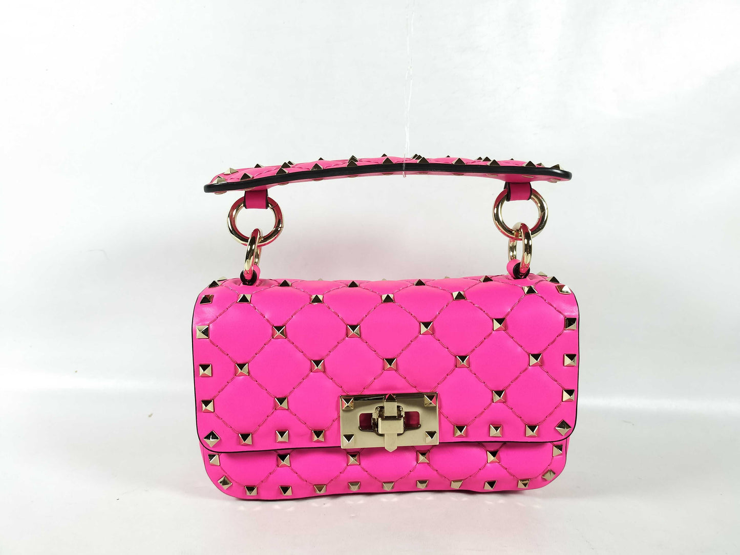 VALENTINO Rockstud Spike Fluo Mini Pink Handbag