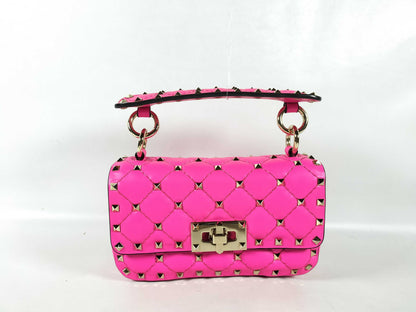VALENTINO Rockstud Spike Fluo Mini Pink Handbag
