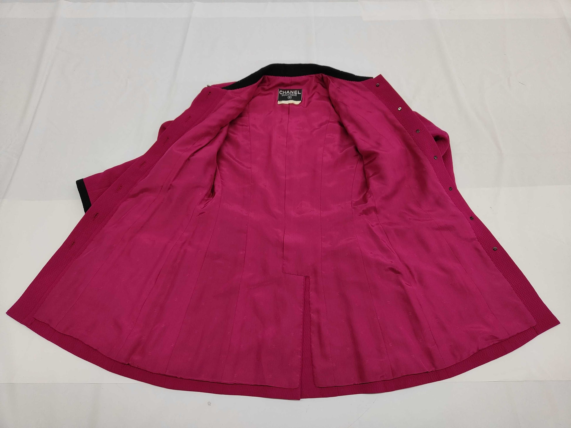 CHANEL BOUTIQUE Velvet Coat with Coco Mark Gold Buttons #34