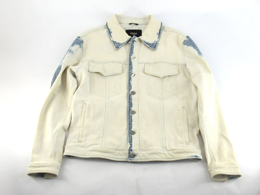 FENDI Pleated Zucca Denim Jacket FW1027 Men's Size 50