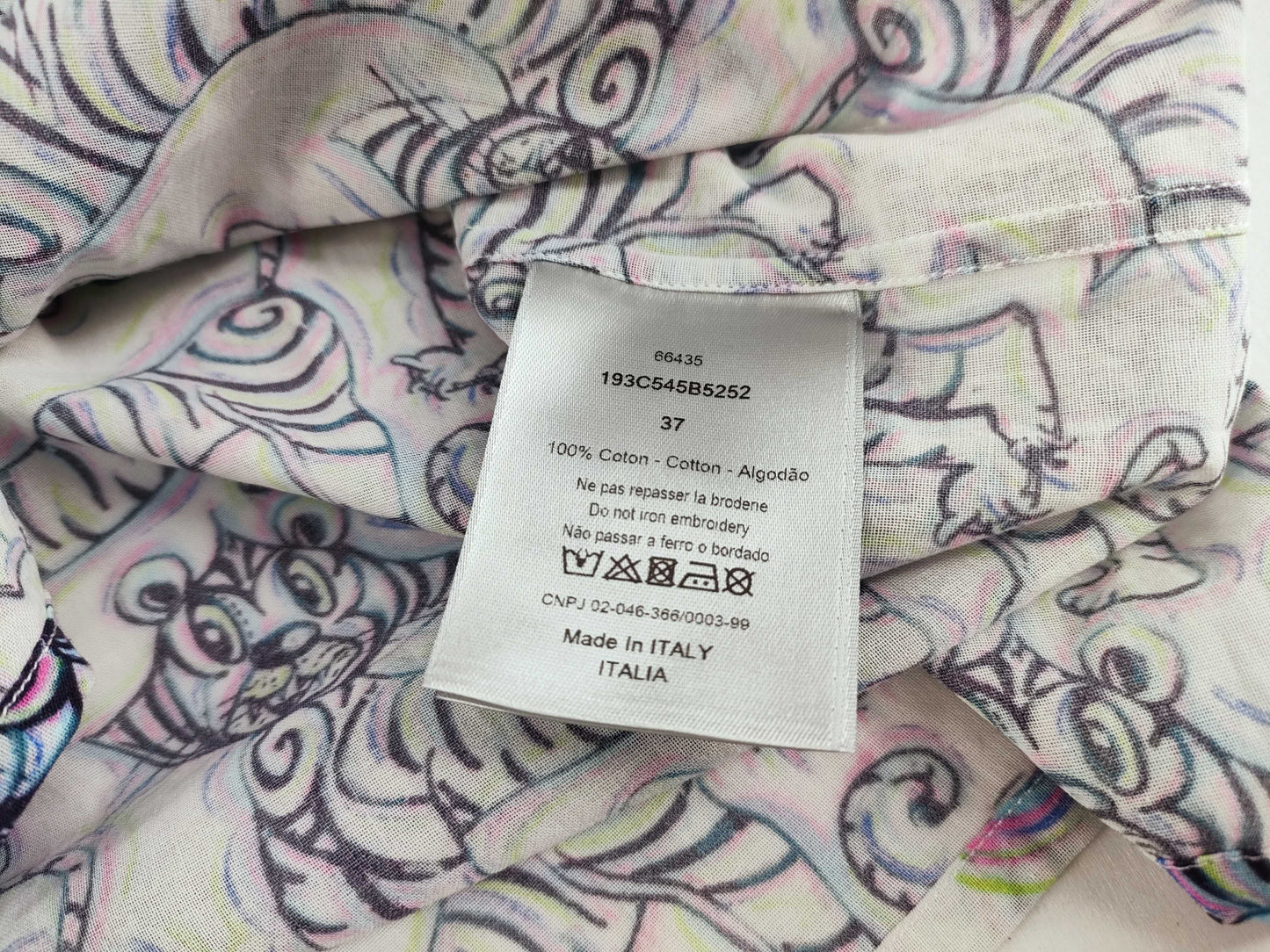 Dior Kenny Scharf Animal Print Men's Shirt, Size 37 