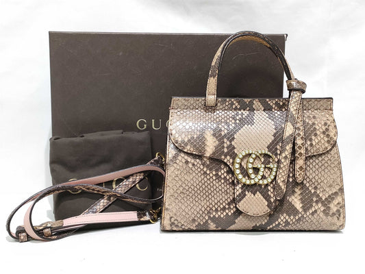 GUCCI Gucci Python GG Marmont Shoulder Bag Handbag