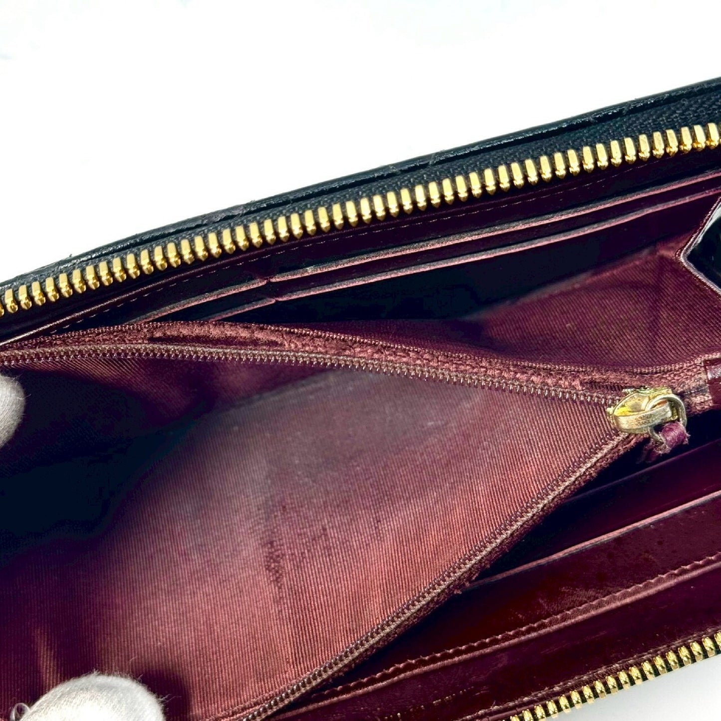 CHANEL Matelasse Caviar Leather Round Zip Long Wallet, Black, 19294662, with Guarantee Card