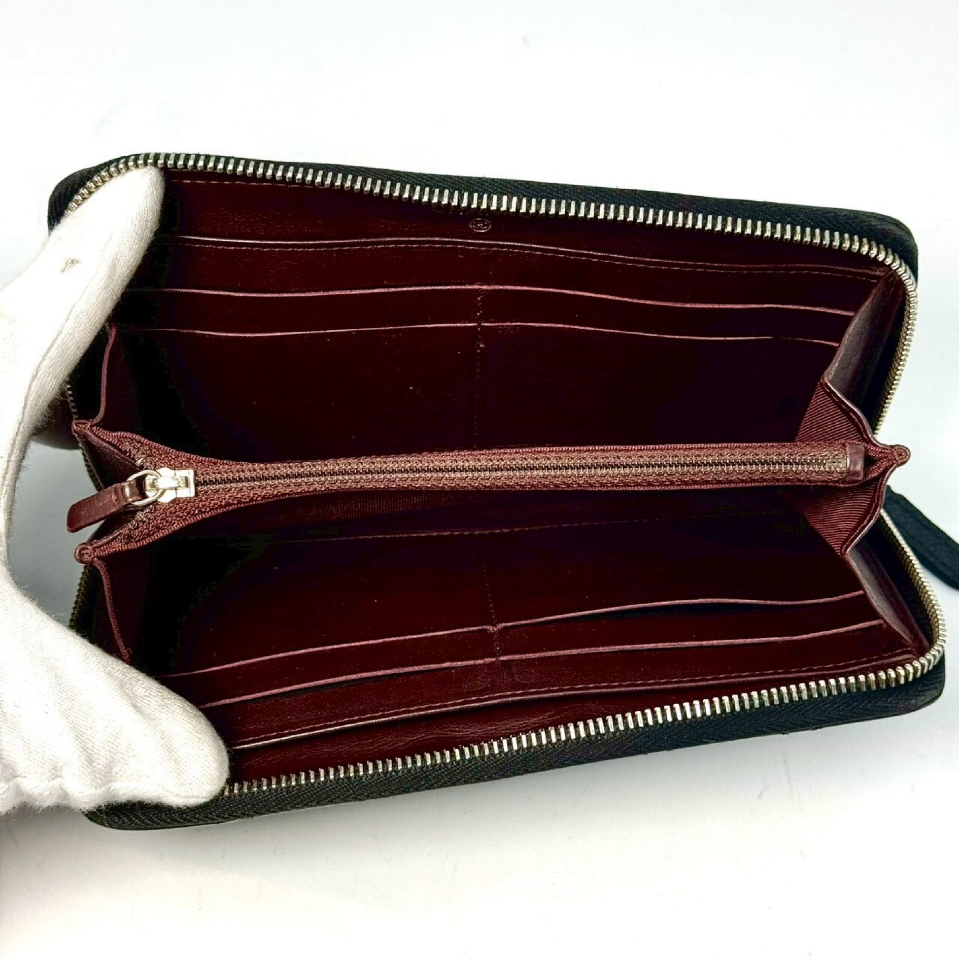 CHANEL Matelasse Caviar Leather Round Zip Long Wallet, Black, 16777969