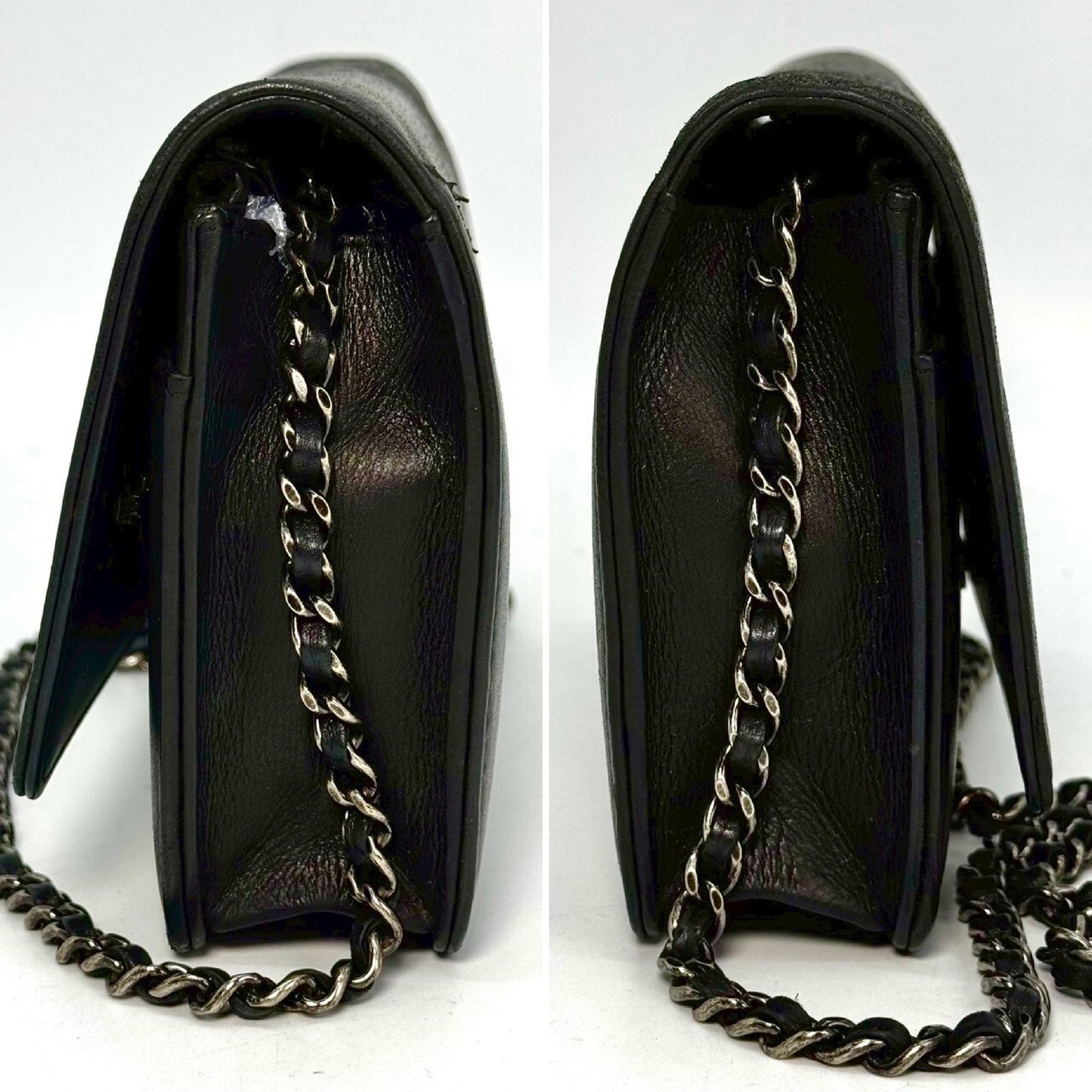 CHANEL Coco Mark Lambskin Chain Wallet Black 22529463 with Guarantee Card Shoulder Bag