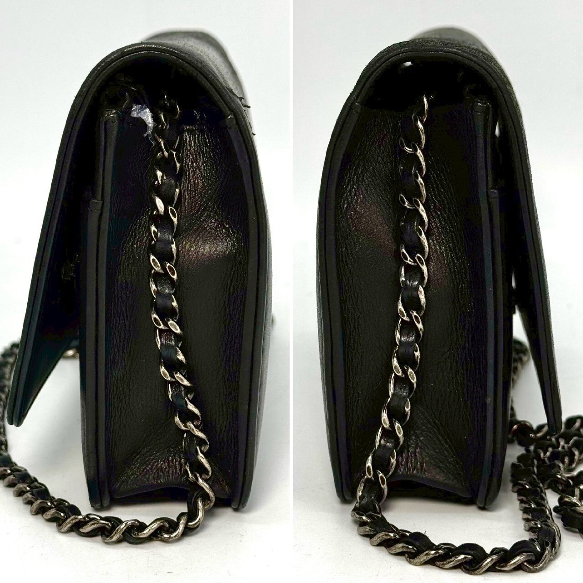 CHANEL Coco Mark Lambskin Chain Wallet Black 22529463 with Guarantee Card Shoulder Bag