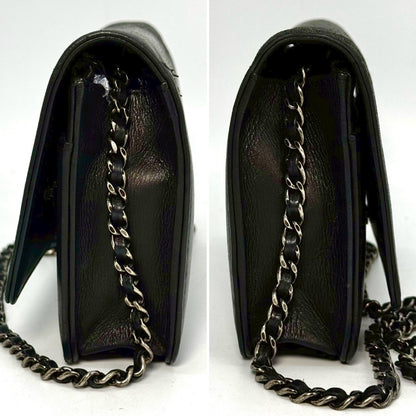 CHANEL Coco Mark Lambskin Chain Wallet Black 22529463 with Guarantee Card Shoulder Bag