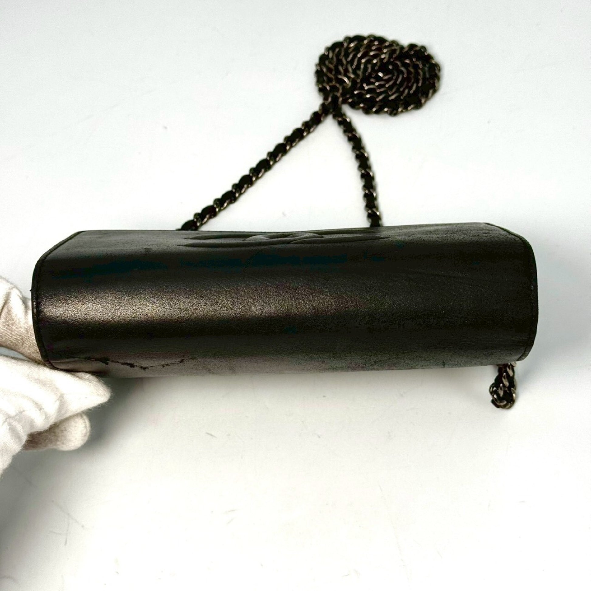 CHANEL Coco Mark Lambskin Chain Wallet Black 22529463 with Guarantee Card Shoulder Bag