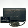 CHANEL Coco Mark Lambskin Chain Wallet Black 22529463 with Guarantee Card Shoulder Bag