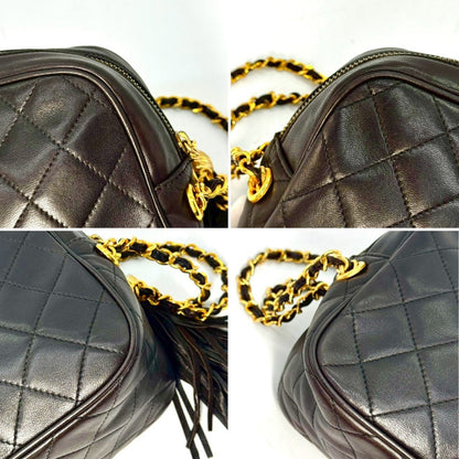 CHANEL Matelasse Deca Coco Lambskin Fringed Chain Shoulder Bag, Black, No Serial Number Seal