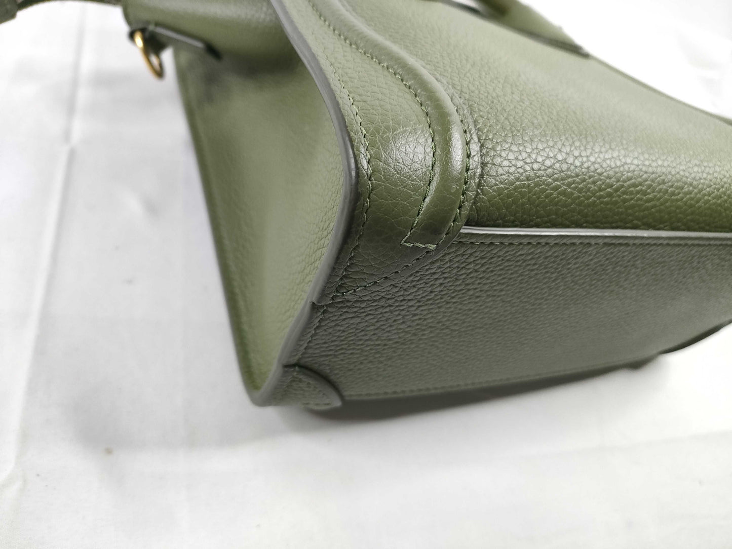 CELINE Luggage Nano Shopper Green Strap Handbag