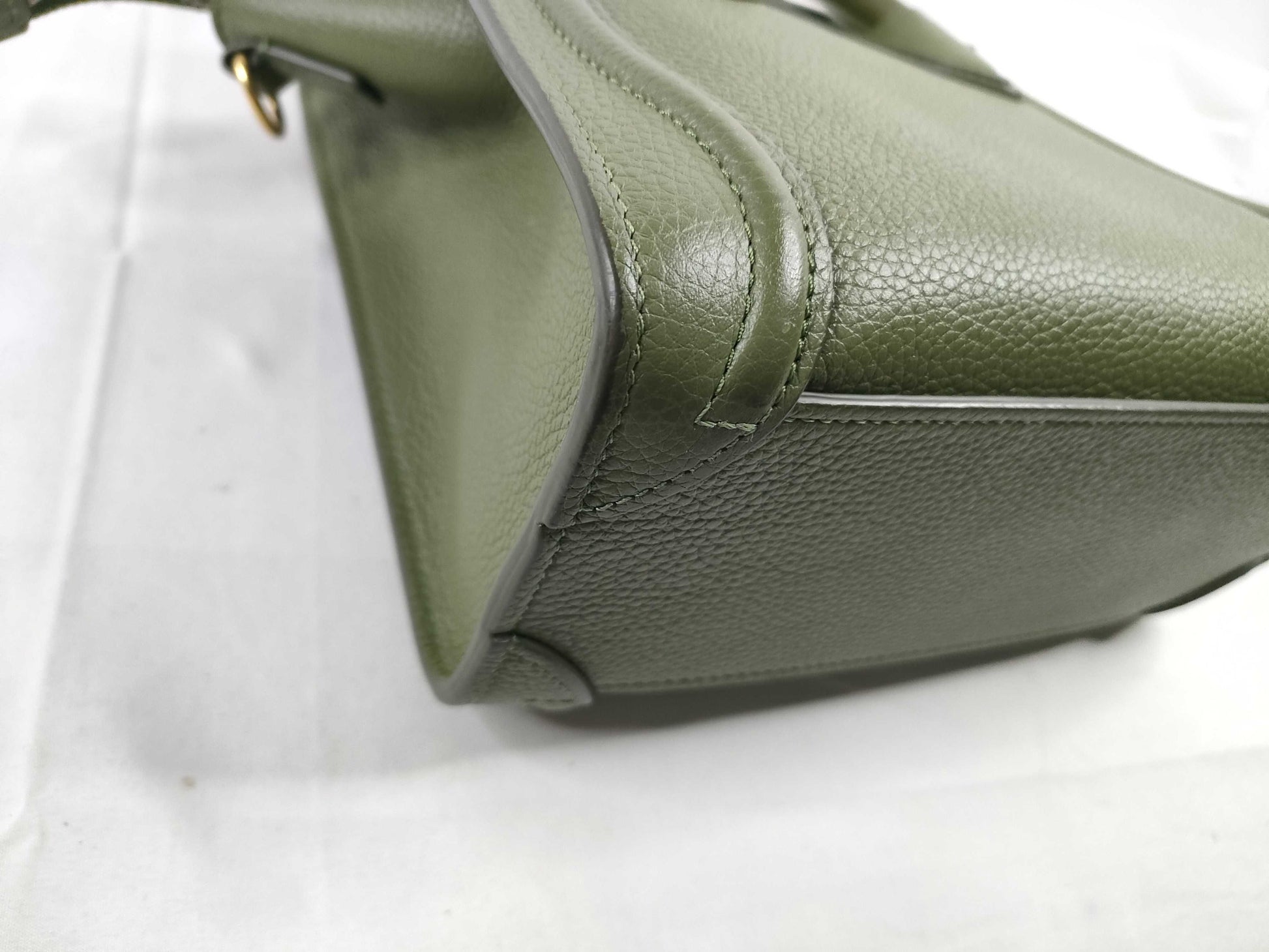 CELINE Luggage Nano Shopper Green Strap Handbag