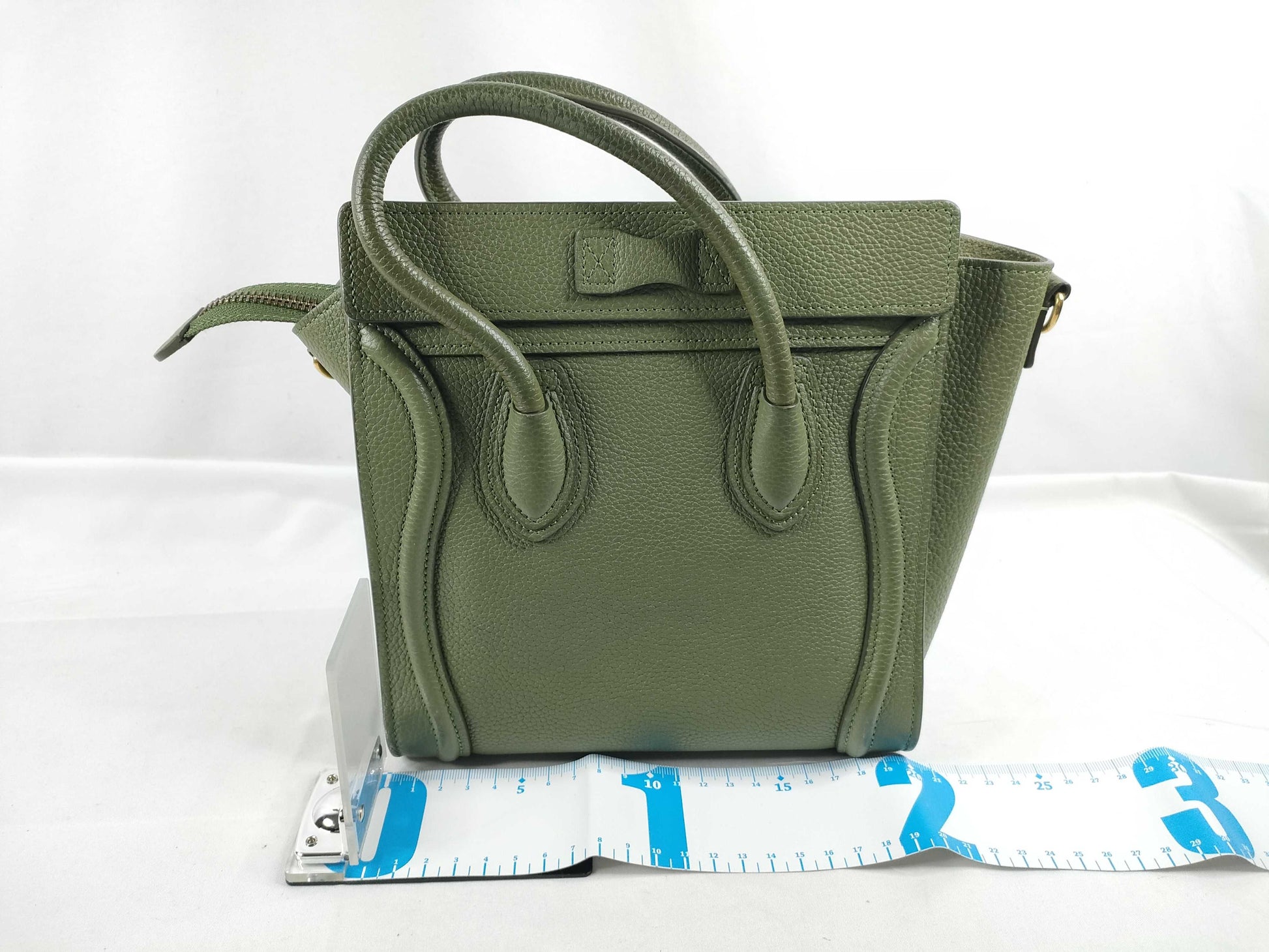 CELINE Luggage Nano Shopper Green Strap Handbag