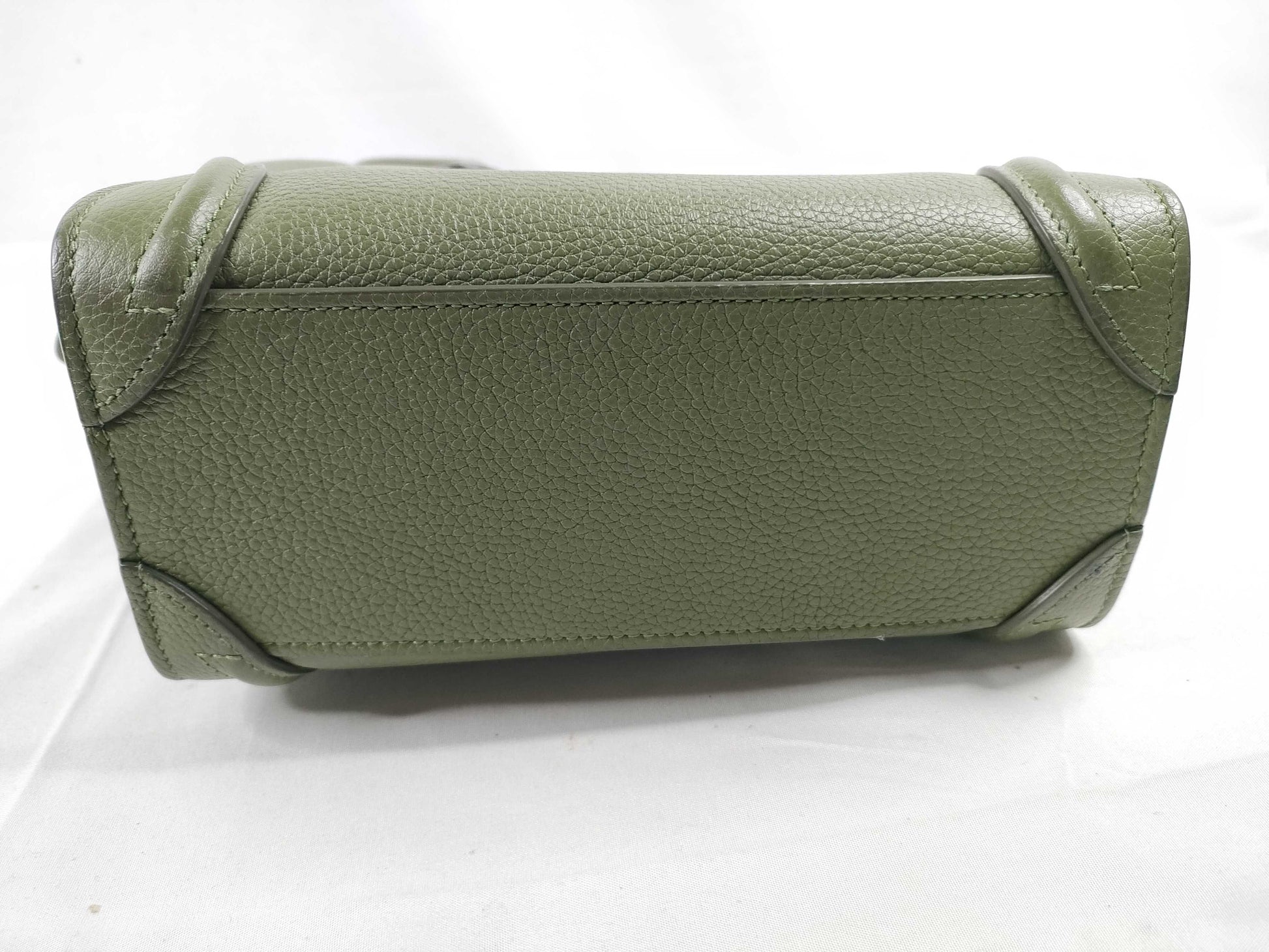 CELINE Luggage Nano Shopper Green Strap Handbag