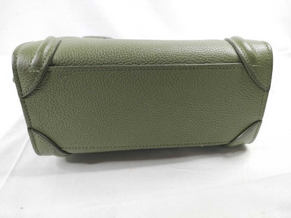CELINE Luggage Nano Shopper Green Strap Handbag