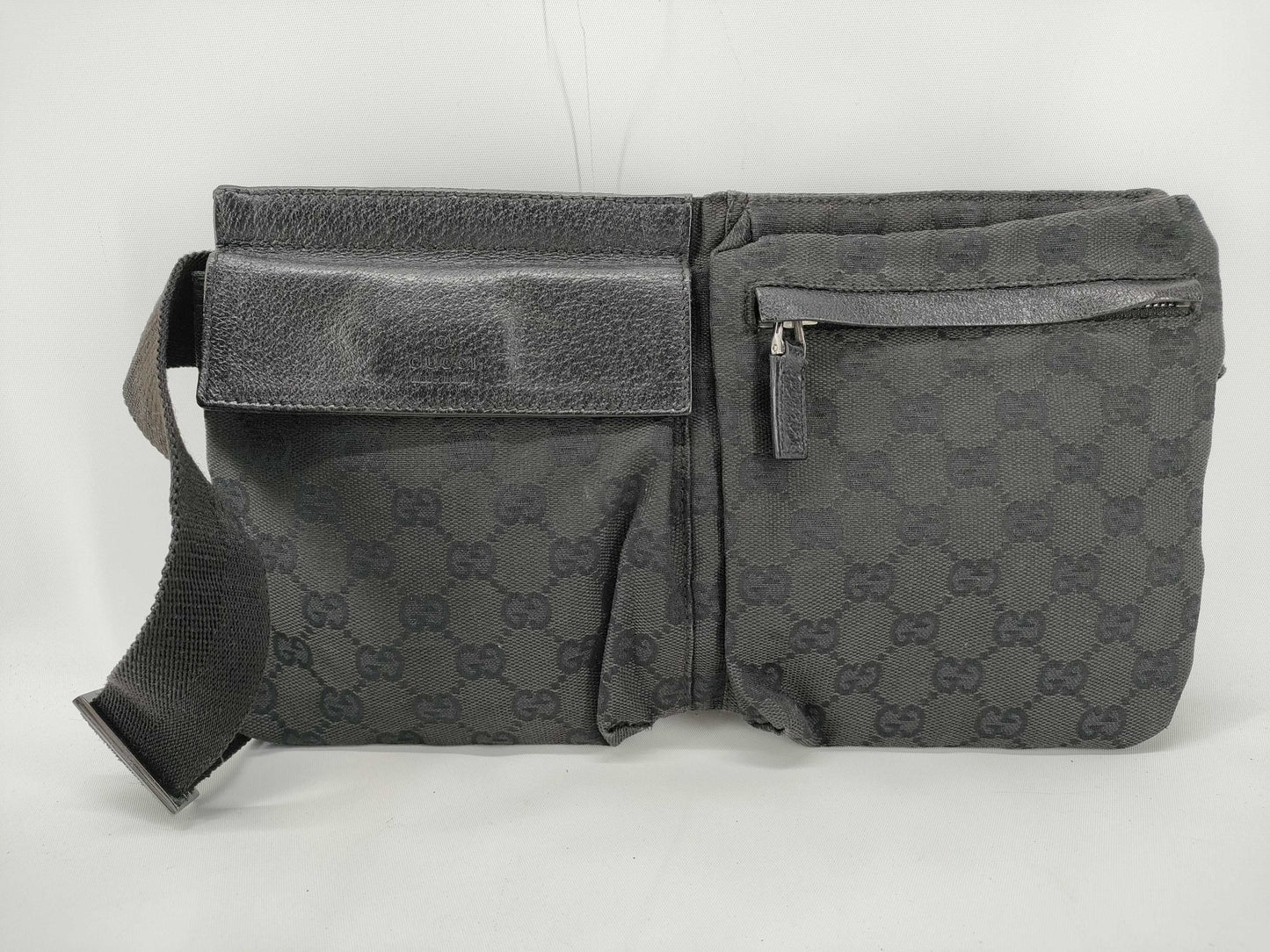 GUCCI GG Canvas Waist Bag, Black, 28566 002058