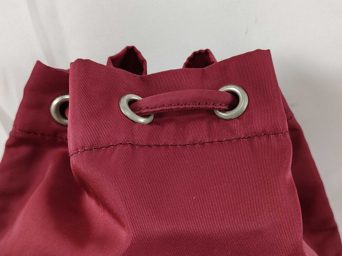 PRADA PRADA Prada Drawstring Pouch with Triangular Logo Plate, Red