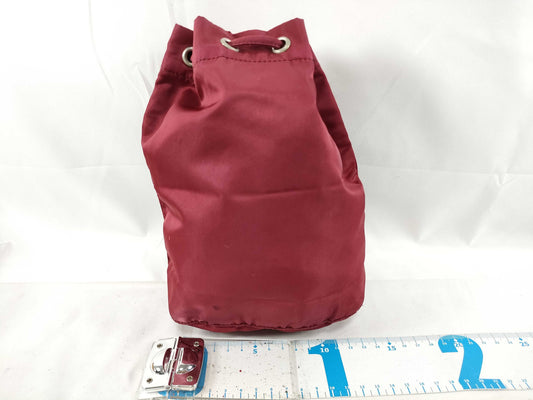 PRADA PRADA Prada Drawstring Pouch with Triangular Logo Plate, Red