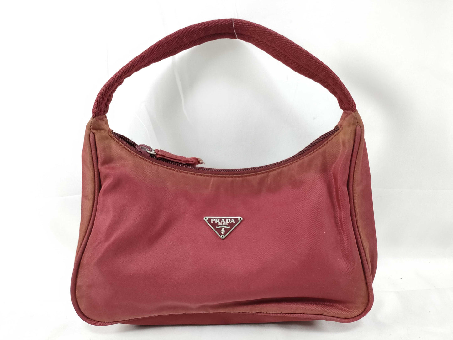 PRADA PRADA Prada Handbag with Triangular Logo Plate, Red