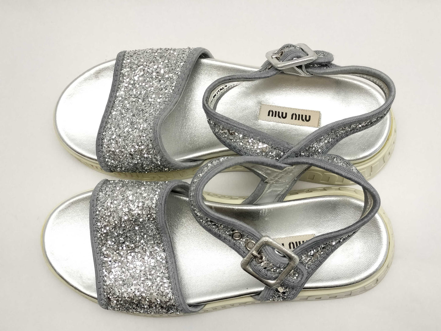 Miu Miu MIU MIU Sport Sandals Glitter Logo Sole Size 36 Platform Logo Sandals