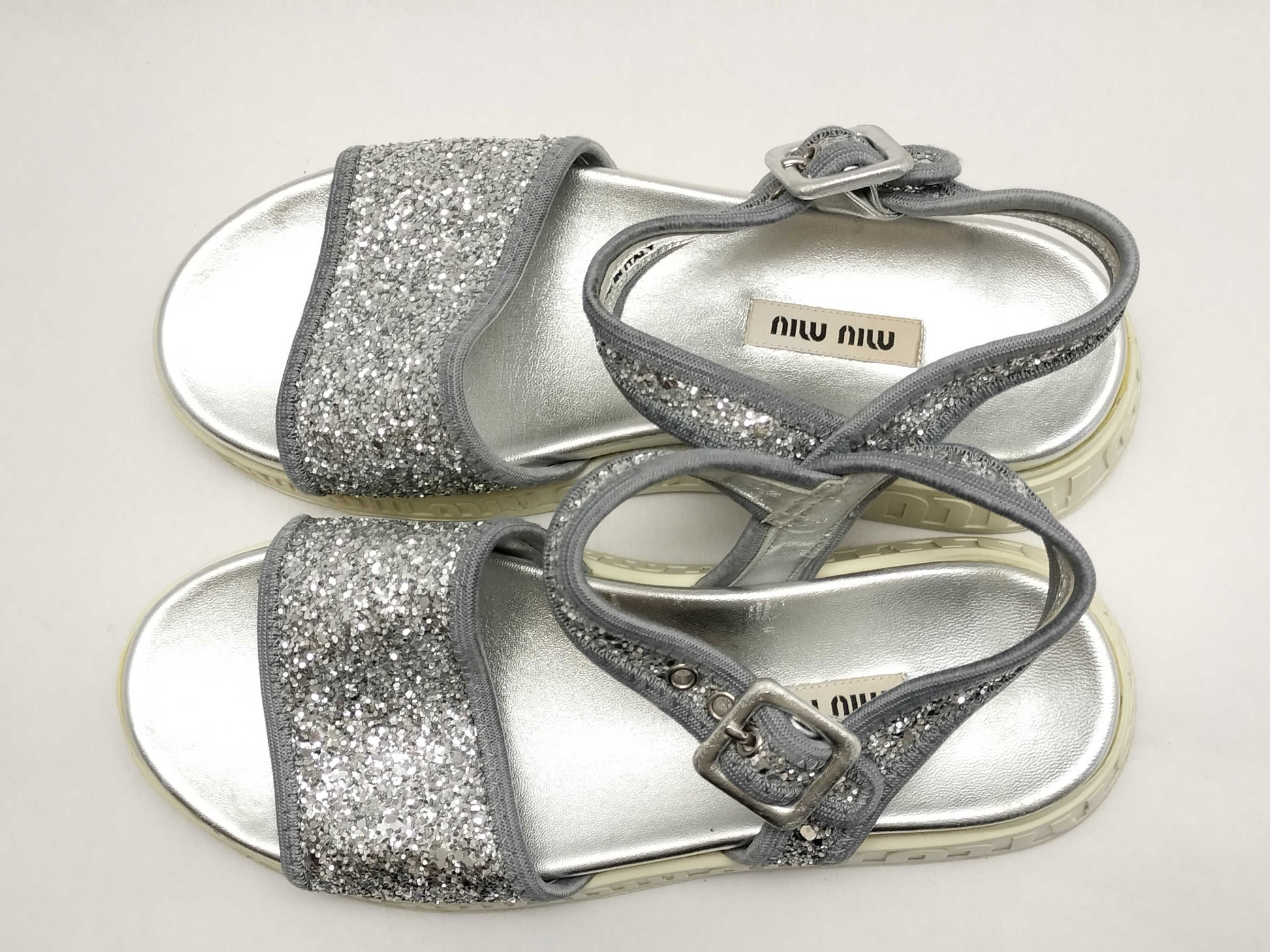 Miu Miu MIU MIU Sport Sandals Glitter Logo Sole Size 36 Platform Logo Sandals