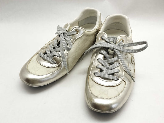 GUCCI GG GUCCI Sneakers Interlocking GG Pattern Canvas Silver Size 36 Sneakers