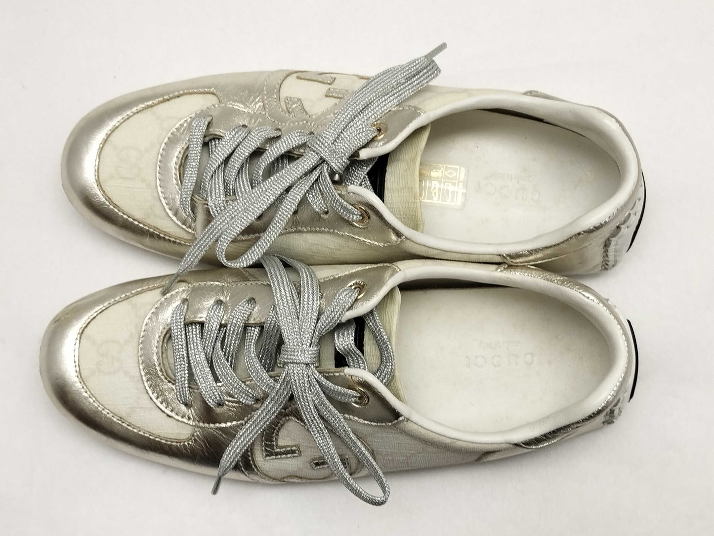 GUCCI GG GUCCI Sneakers Interlocking GG Pattern Canvas Silver Size 36 Sneakers