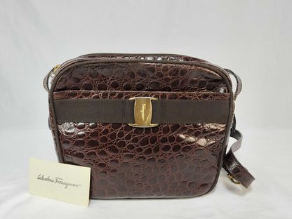 Salvatore Ferragamo Vara Embossed Shoulder Bag