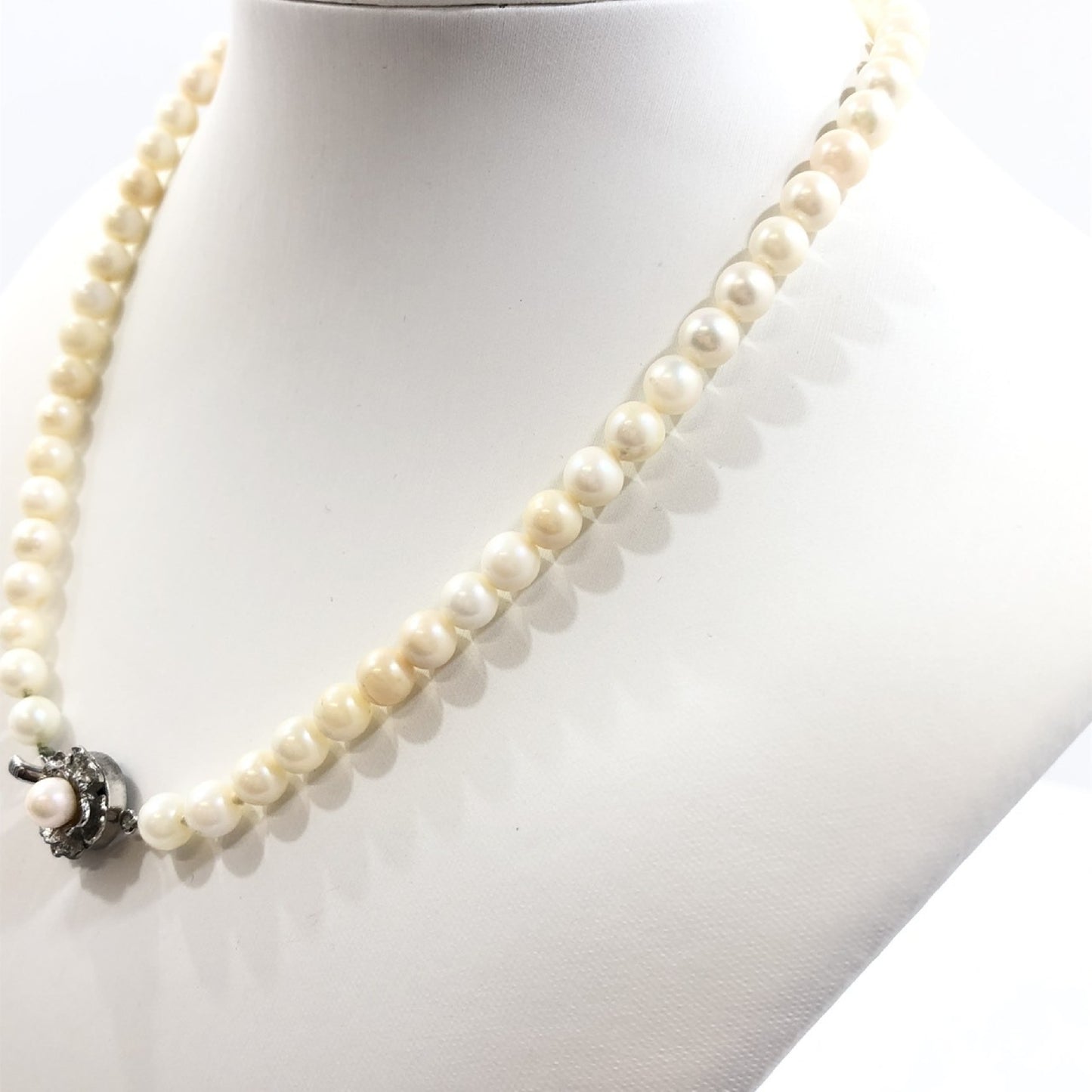 Pearl Necklace, Diameter: Approx. 6.4-6.9mm, Sterling Silver, 28.5g 