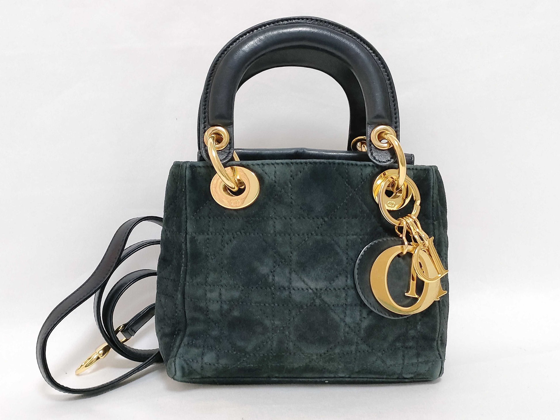 Dior Lady Dior LD Suede 2-Way Black Handbag