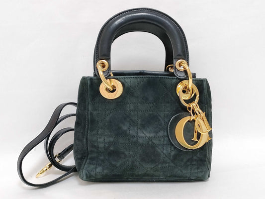 Dior Lady Dior LD Suede 2-Way Black Handbag