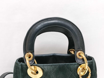 Dior Lady Dior LD Suede 2-Way Black Handbag