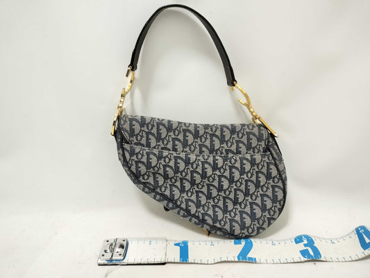 Dior Trotter Saddle Bag, One-Shoulder Bag, Trotter Canvas, Navy Blue