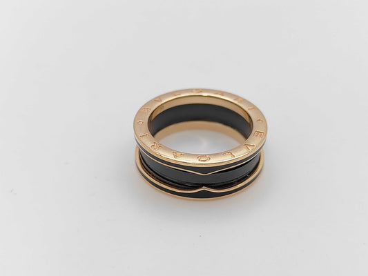 BVLGARI B.zero1 #58 Black Ceramic PG Au750 8.3g Ring 
