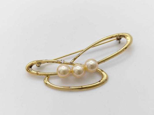 Accessory wink pearl silver engraved brooch Akoya pearl brooch