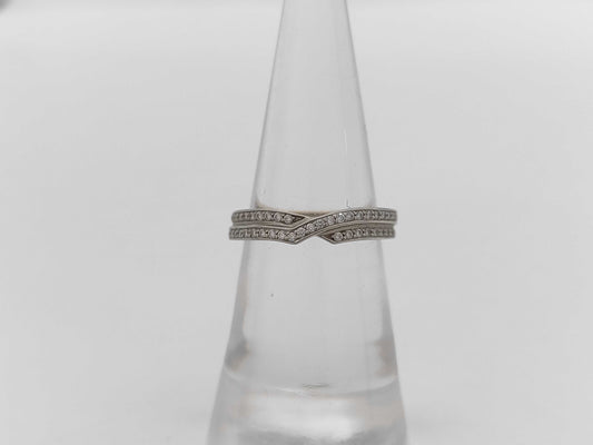 HARRY WINSTON Trist Two-Row Diamond Pt950 4.6g Ring 