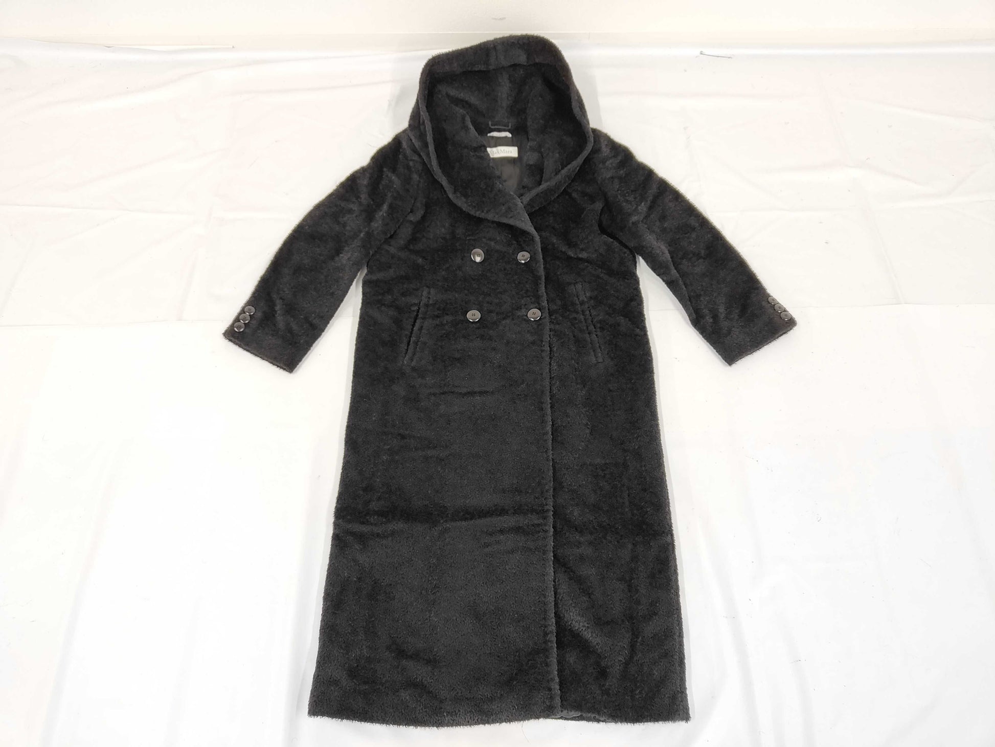 MaxMara MAX MARA Hooded Shaggy Coat, Maxi Length, XL, Alpaca Blend, Size 42