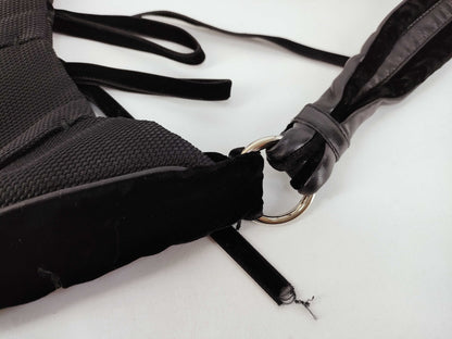 SAINT LAURENT Canvas Velvet Logo Mombasa Style Shoulder Bag