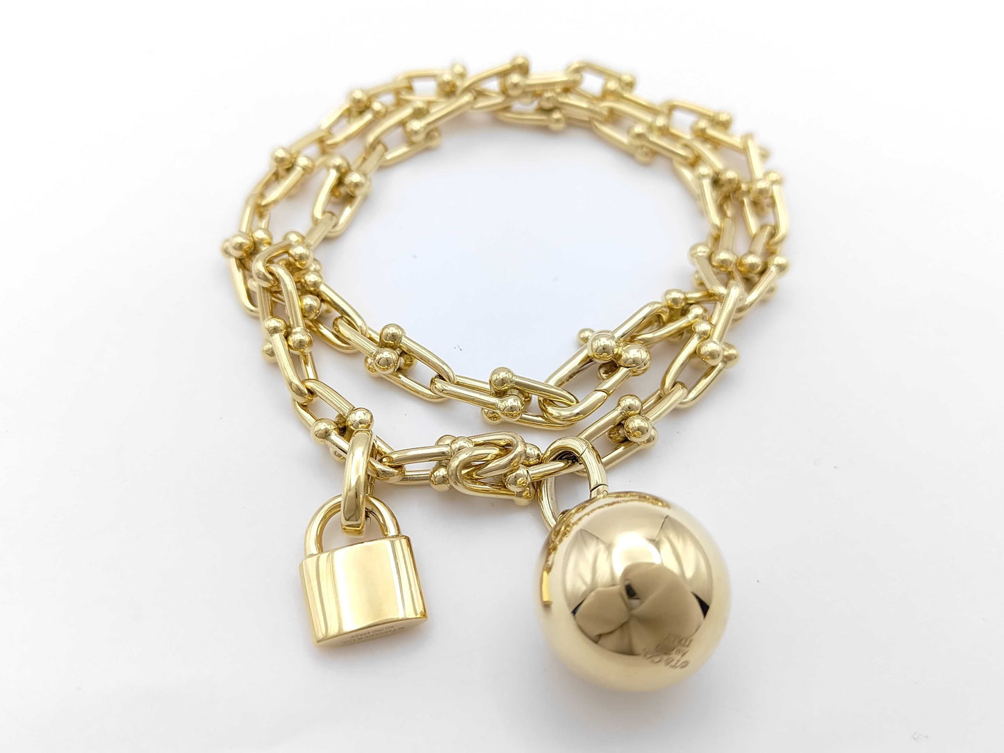 Tiffany & Co. Hardware Wrap Link Bracelet/Bangle in Yellow Gold 750, 48.6g 