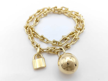 Tiffany & Co. Hardware Wrap Link Bracelet/Bangle in Yellow Gold 750, 48.6g 