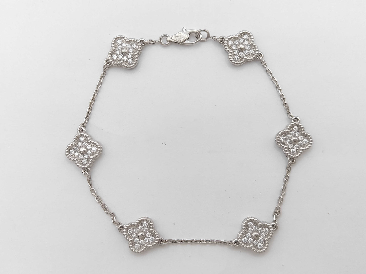 Van Cleef & Arpels Sweet Alhambra Diamond Bracelet in 750 White Gold, 7.8g 