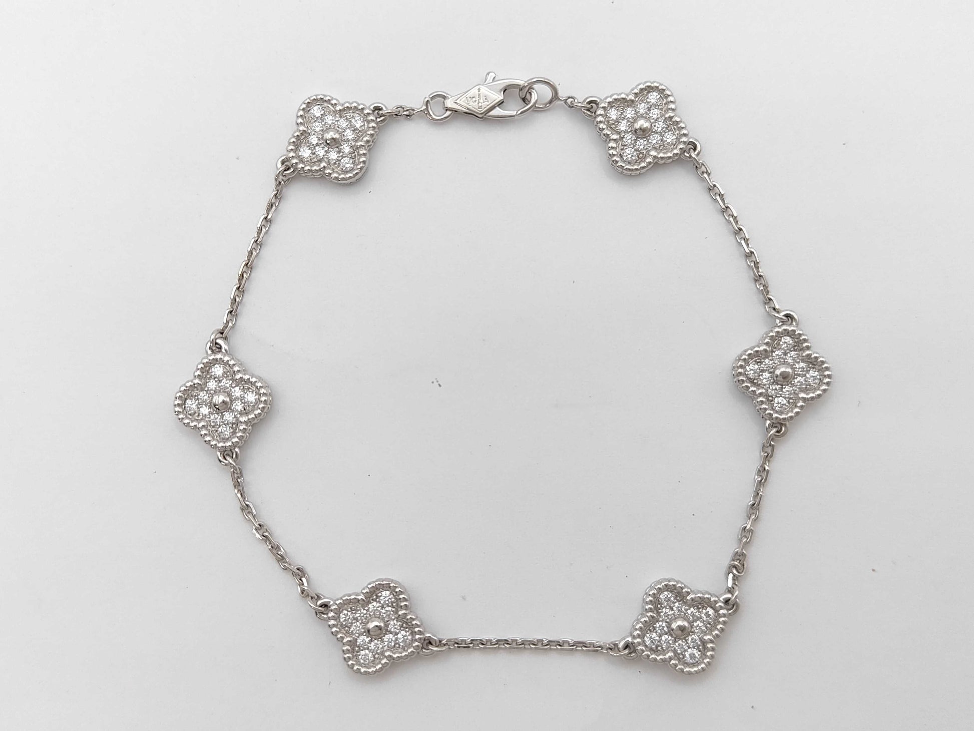 Van Cleef & Arpels Sweet Alhambra Diamond Bracelet in 750 White Gold, 7.8g 