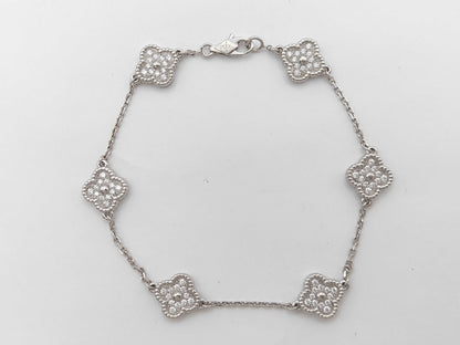 Van Cleef & Arpels Sweet Alhambra Diamond Bracelet in 750 White Gold, 7.8g 