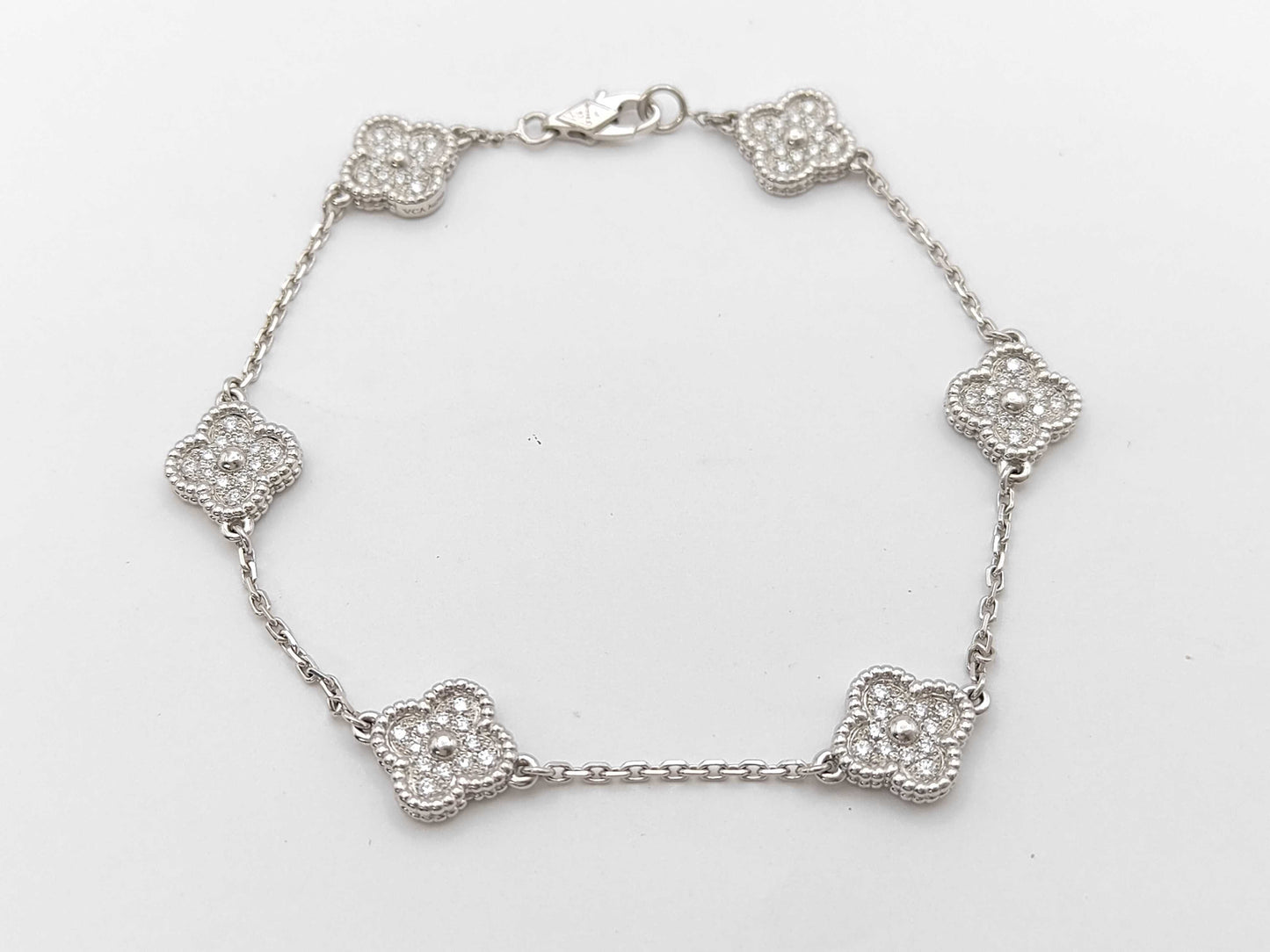 Van Cleef & Arpels Sweet Alhambra Diamond Bracelet in 750 White Gold, 7.8g 