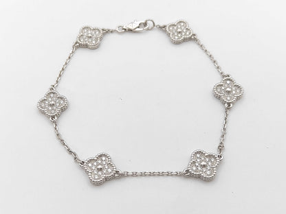 Van Cleef & Arpels Sweet Alhambra Diamond Bracelet in 750 White Gold, 7.8g 