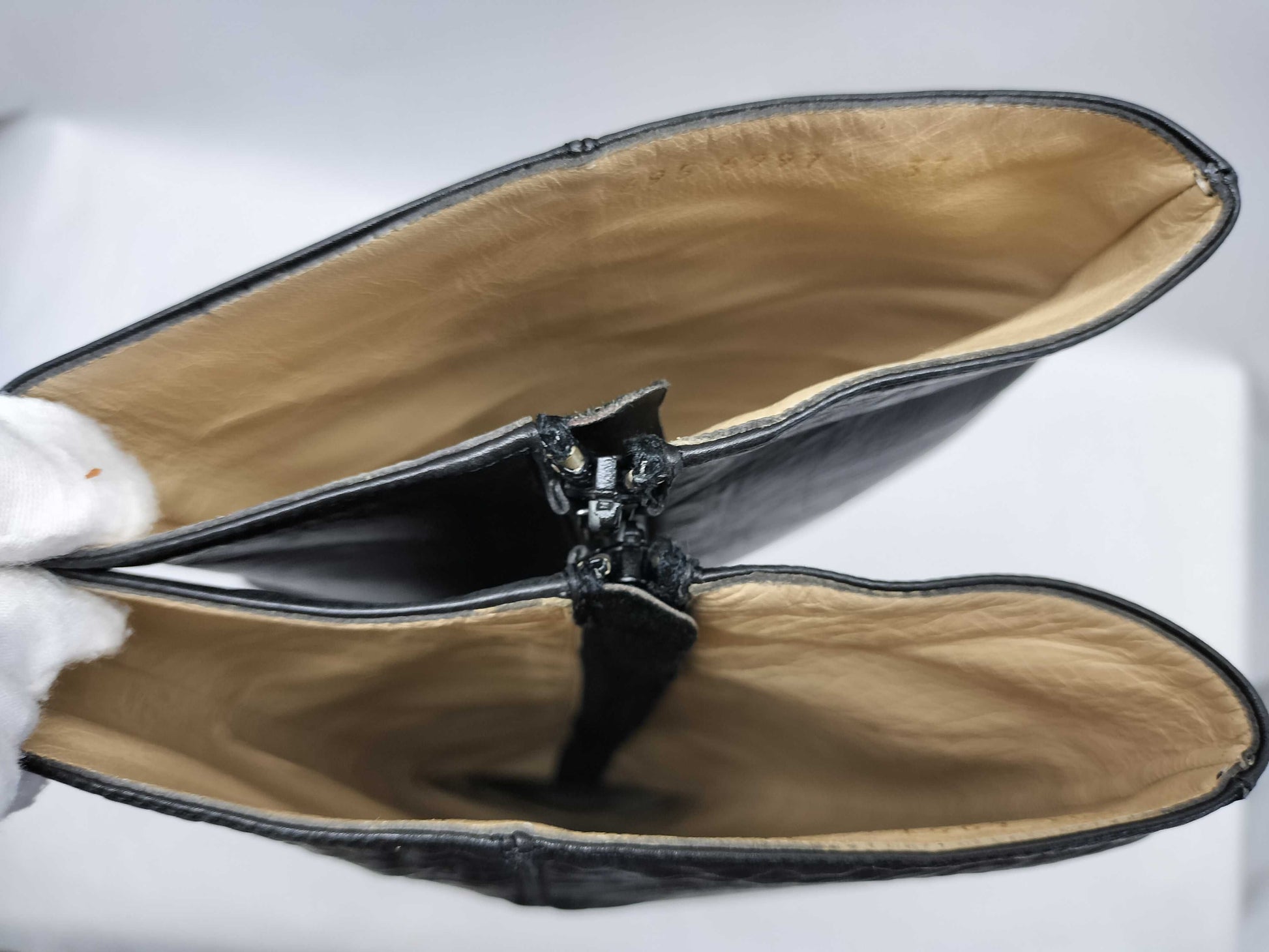 CELINE Long Boots with Macadam Chain Heel, Leather, Size 37, Other Shoes